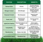 Superior 15-0-15 Liquid Lawn Fertilizer - Lawn Food for Growth & Green - Nitrogen, Potassium, Humic, Fish & Seaweed - Any Grass Type-  - All Season- Attached Sprayer (32 Ounce)