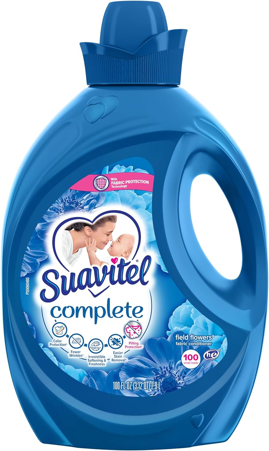 Complete Liquid Fabric Conditioner, Laundry Fabric Softener with Fabric Protection Technology, Field Flowers, 100 Oz, Enough Liquid for 100 Small Loads