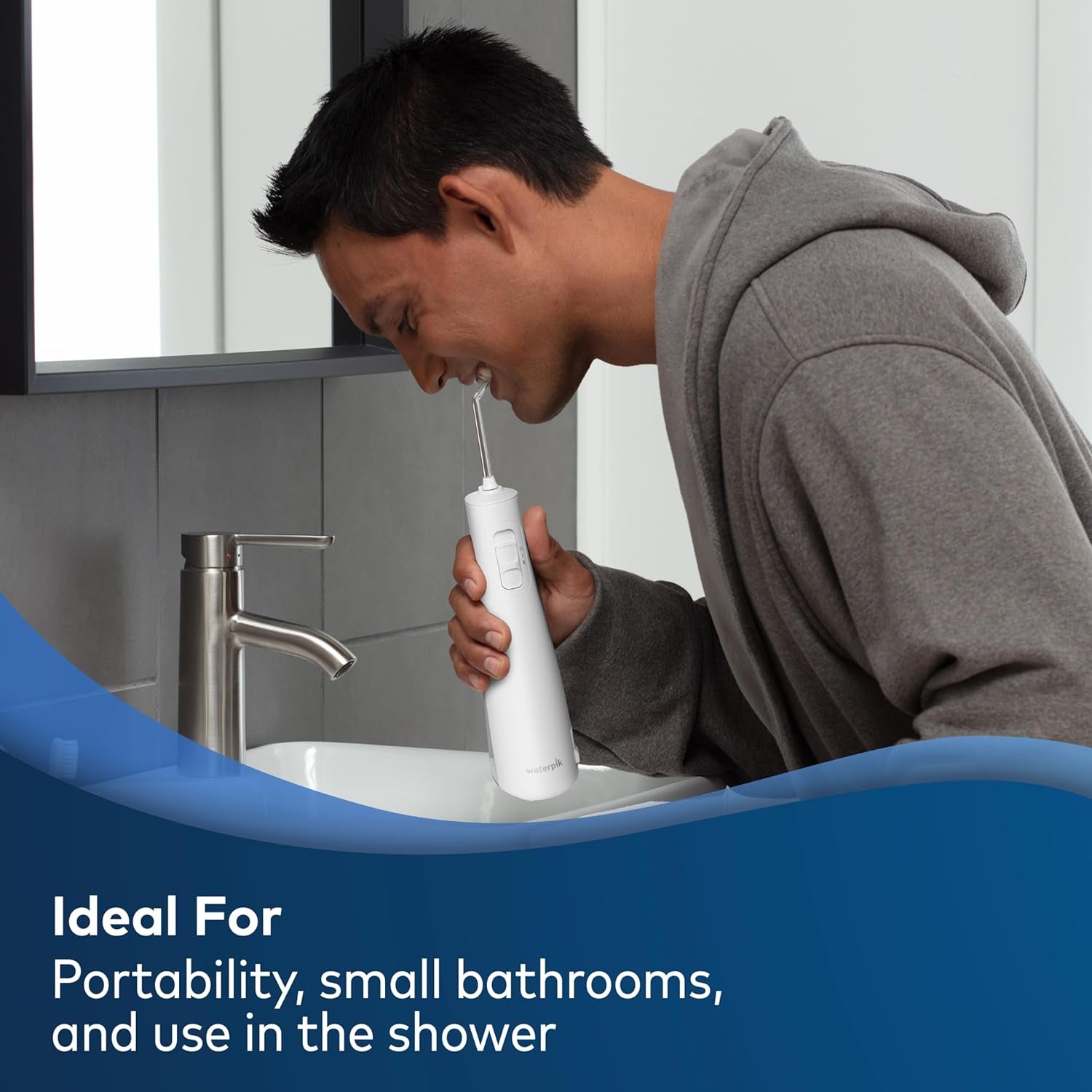 Cordless Pulse Rechargeable Portable Water Flosser for Teeth, Gums, Braces Care and Travel with 2 Flossing Tips, Waterproof, ADA Accepted, WF-20 White