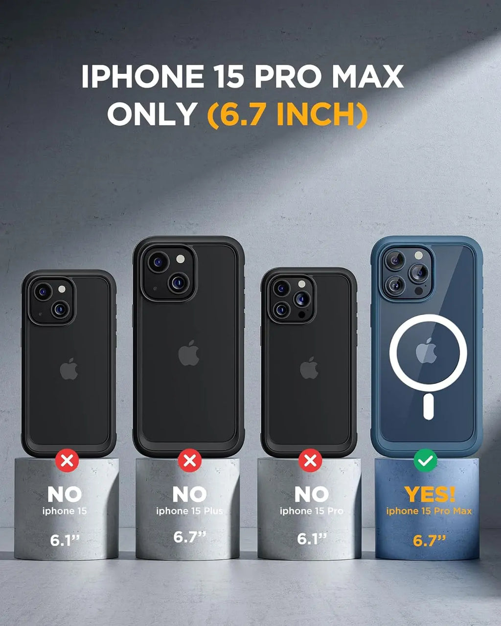 Magnetic for Iphone 15 Pro Max Case 6.7'' [Compatible with Magsafe] Full-Body Drop Proof Bumper Phone Case for Iphone 15 Pro Max with Built-In 9H Tempered Glass Screen Protector,Blue