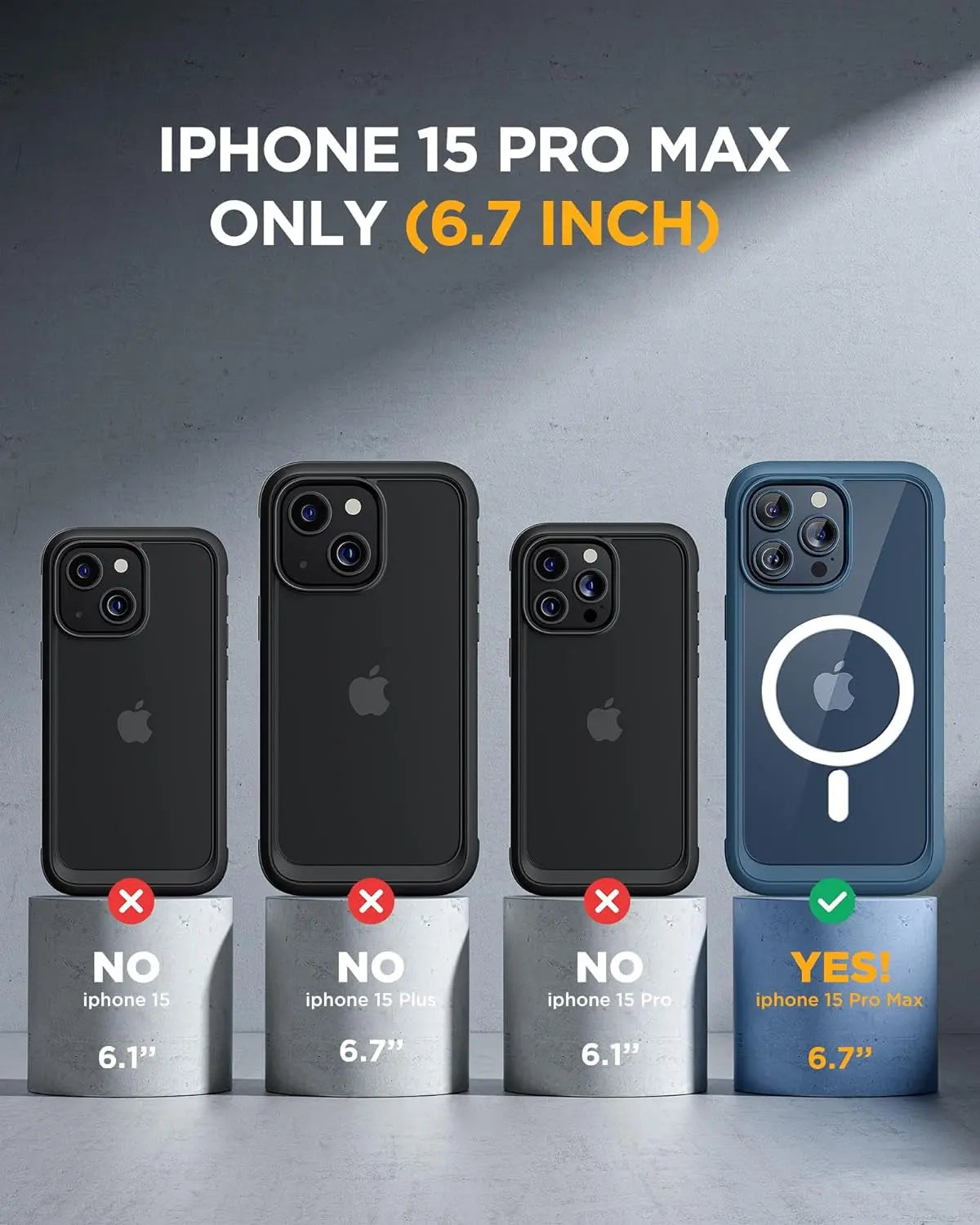 Magnetic for Iphone 15 Pro Max Case 6.7'' [Compatible with Magsafe] Full-Body Drop Proof Bumper Phone Case for Iphone 15 Pro Max with Built-In 9H Tempered Glass Screen Protector,Blue