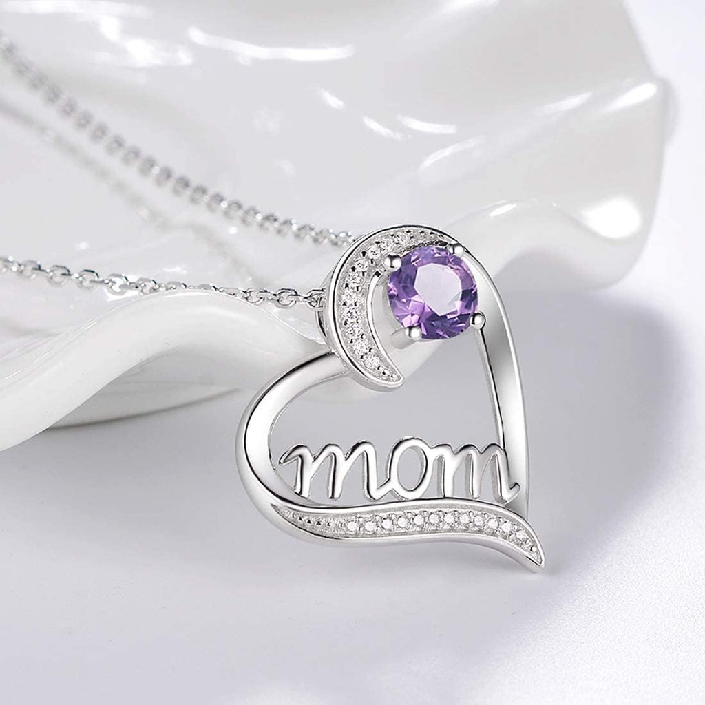 Birthday Gifts for Women 925 Sterling Silver Mom Necklace August September Birthstones Necklace Peridot Blue Sapphire and More Stones Jewelry for Her Love Heart Pendant Necklace