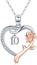 18 Year Old Girl Birthday Gifts / 10Th/11Th/12Th/13Th/15Th/16Th/17Th/21Th/30Th/40Th/ 50Th/60Th/70Th/75Th/80Th/85Th/90Th/100Th Birthday Gifts for Women Daughter 925 Sterling Silver Love Heart Rose Flower Pendant Necklace for Wife Mom Mothers Day Christmas Anniversary Graduation Jewelry