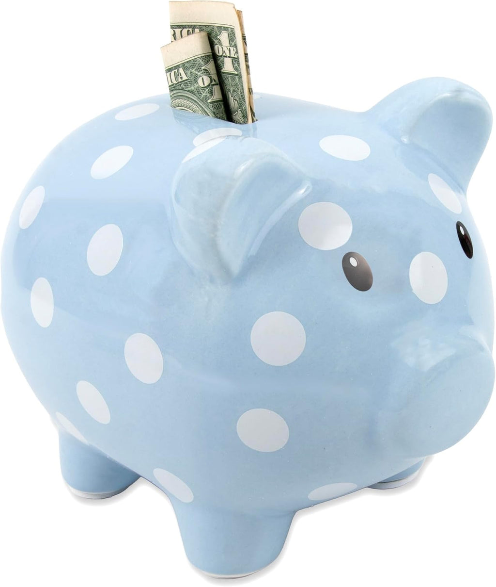 Large Ceramic Piggy Bank for Boys and Girls, Kids Money and Coin Bank, Perfect Baby Nursery Décor, Gift and Newborn Keepsake