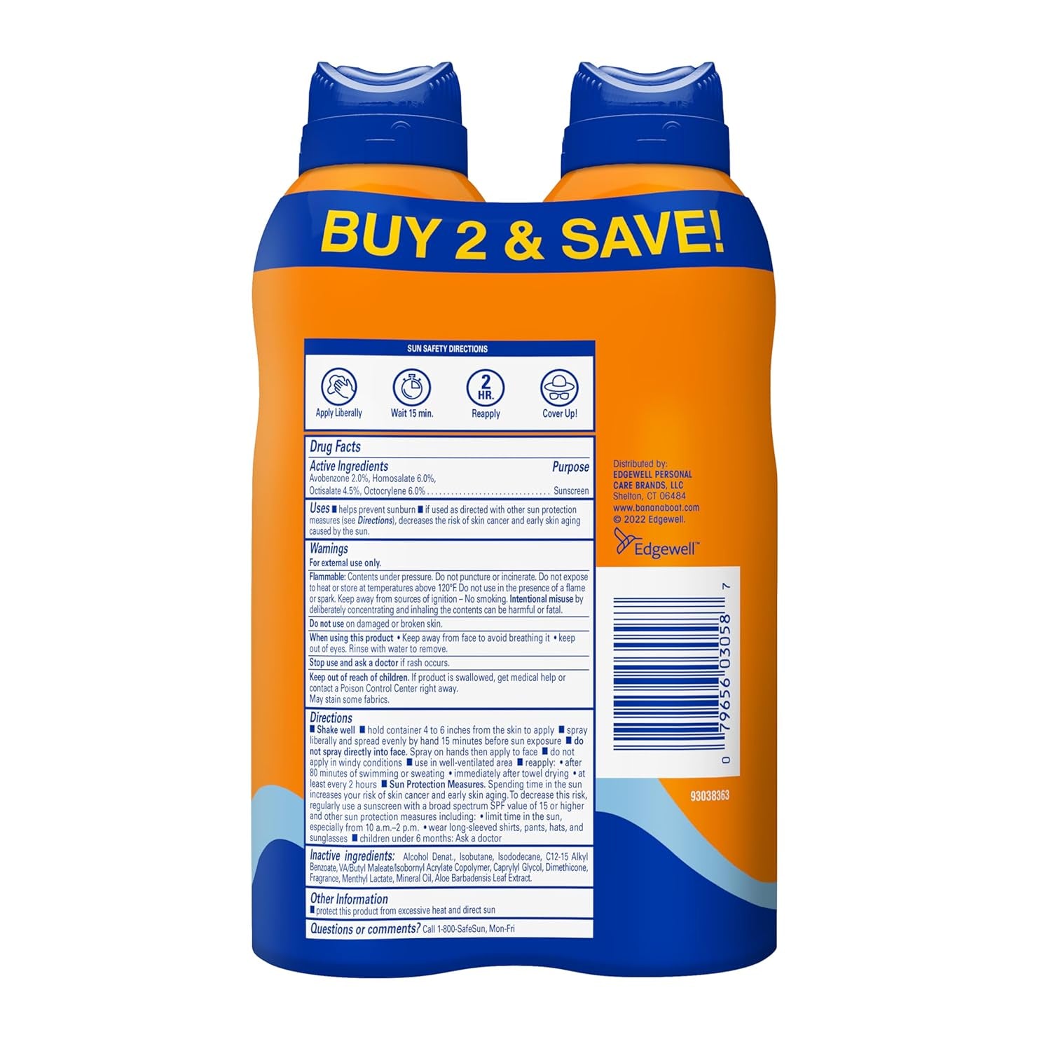 Sport Cool Zone SPF 30 Sunscreen Spray, 6 Oz (2 Pack)
