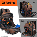 -70Pockets HVAC Backpack, Hard-Bottom Tool Backpack Electrician | Heavy Duty Backpacks for Tools, Back Pack Tool Bags for Men, Waterproof Tool Backpack Hard Bottom, Field Backpack Toolbag