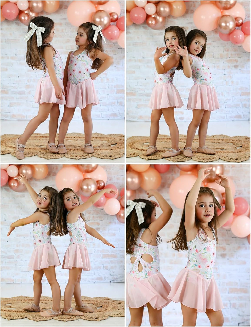 Girls Hollow Back Ballet Leotard with Skirt Sleeveless Dance Dress | Kid Girls, Solid Leotard with Hollow Back Criss-Cross Straps, Flowy Chiffon Skirt 3-11 Y