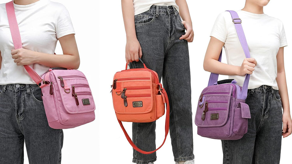 Mens Bag Canvas Shoulder Bag Small Messenger Crossbody Bag Work Bag Vintage Multi-Function