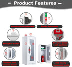 Rounded Corner Semi Recessed Steel Fire Extinguisher Cabinet White 2PC | for 2.5/5/10 LB Extinguisher ，Heavy-Duty Wall Mount Box ，Invisible Handle, Transparent Window, Indoor/Outdoor Use