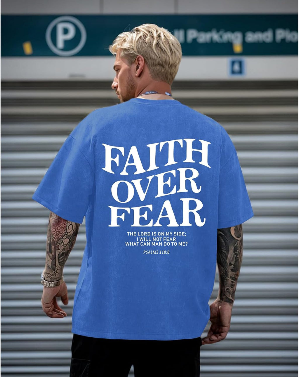 Christian Faith over Fear Shirt for Men Jesus Religious Shirts Oversized Graphic Tees Acid Wash God T-Shirt
