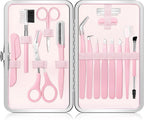 Eyebrow Kit, 17 in 1 Tweezers for Women Facial Hair, Hair Scissors with Comb, Eyebrow Trimmer, Brow Brushes, Hair Tools Travel Bag, Professional Grooming Tweezer Set