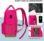 Small Carry on Travel Backpack with USB Charging Port, Lightweight Water Resistant Mini Carry-On Backpack for Men Women, Compact Personal Everyday Backpack,Rose