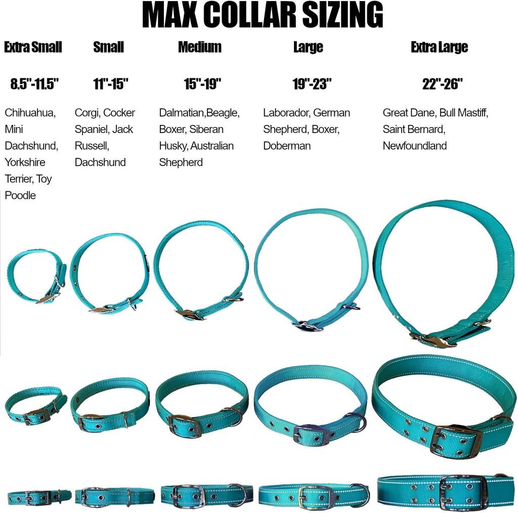 MAX Reflective Metal Buckle Dog Collar - We Donate a Collar to a Dog Rescue for Every Collar Sold (Large, Black)