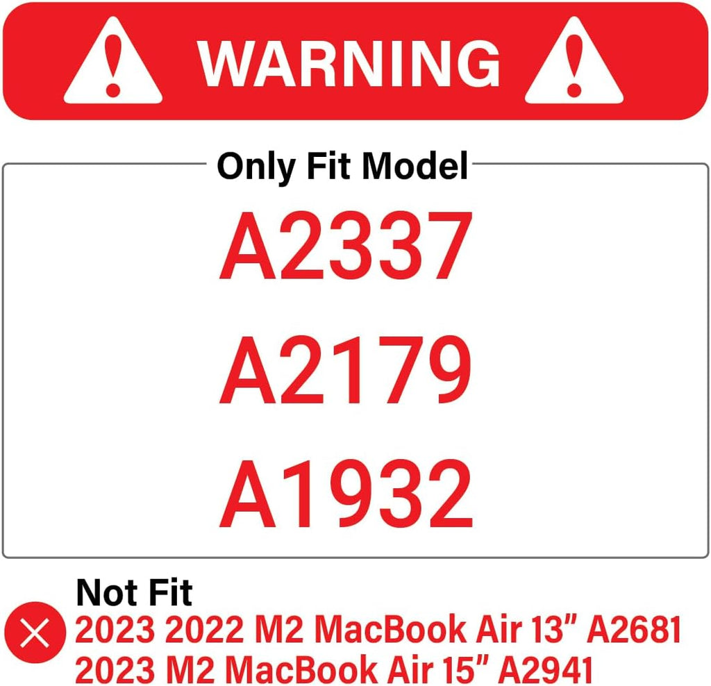 Compatible with 2022 2021 2020 Macbook Air 13 Inch Case M1 A2337 A2179 A1932, Hard Shell Case&Keyboard Cover&Screen Film for Mac Air 13 with Touch ID, Crystal Clear, AT13CYCL+2