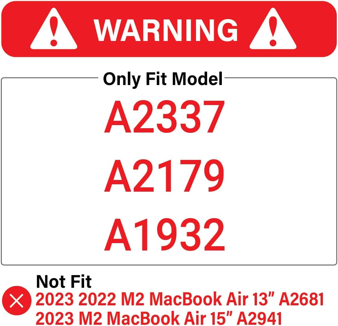 Compatible with 2022 2021 2020 Macbook Air 13 Inch Case M1 A2337 A2179 A1932, Hard Shell Case&Keyboard Cover&Screen Film for Mac Air 13 with Touch ID, Crystal Clear, AT13CYCL+2