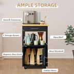 Kitchen Island Cart with Storage,Rolling Kitchen Island Side Table on Wheels with Worktop,Single Door Storage Cabinet and Drawer for Kitchen,Dinning Room, Black
