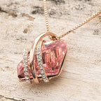 Wish Stone Pendant Necklace with Birthstone Crystal, 18K Rose Gold Plated/Silvertone, 18" + 2"