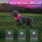 Light up Dog Collar - Waterproof LED Pet Collar Rechargeable, TPU Cuttable Glow in the Dark Dog Lights for Night Walking (Pink)