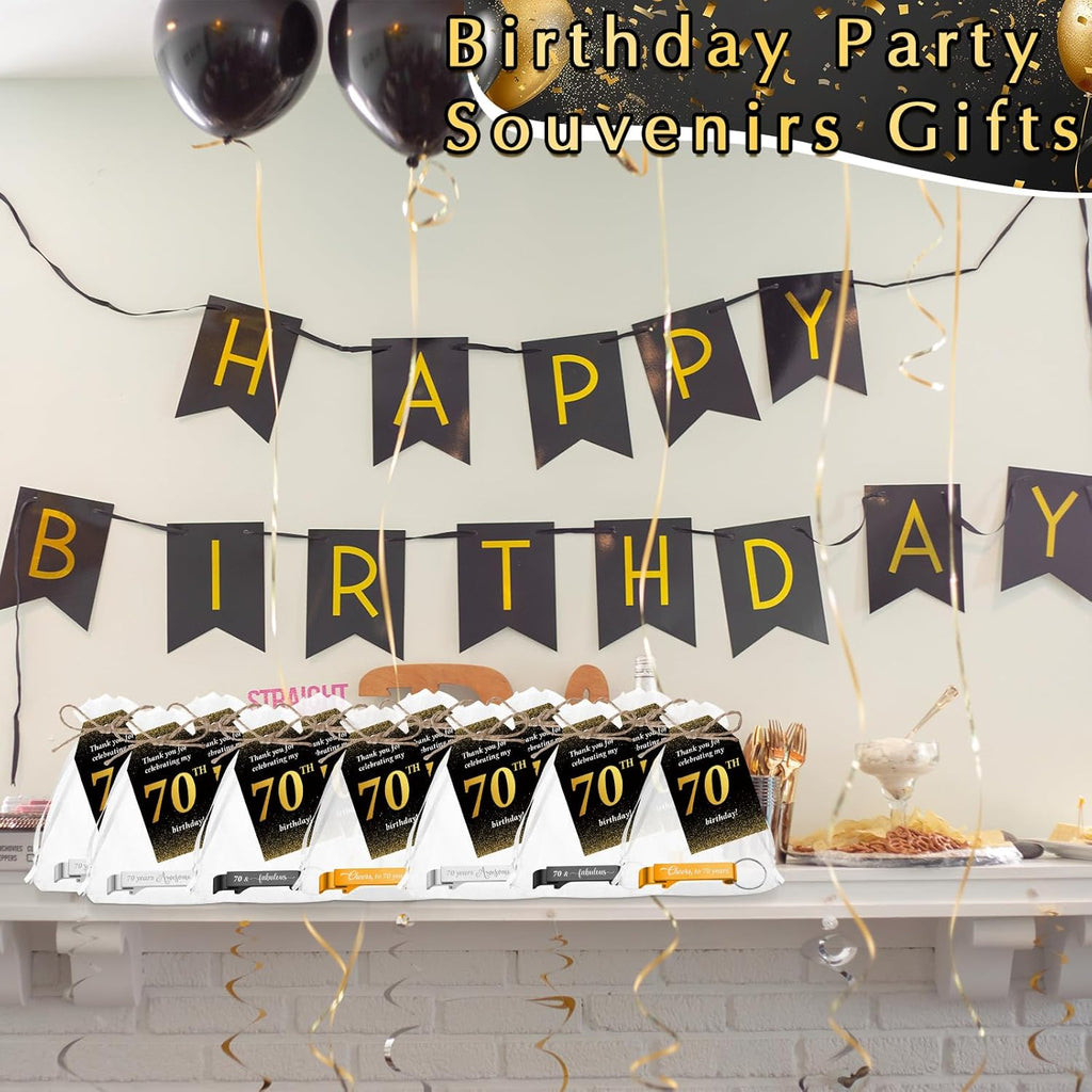 50 Sets 70Th Birthday Party Favors for Guests Include Birthday Beer Opener Keychain Cheers to 70 Bottle Opener Keychain with Thank You Cards and Gift Bag for Party Wedding Gifts