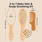 Wooden Baby Hair Brush Set for Newborns, Toddler Comb (Walnut, Regular) | Soft Goat Bristle, Baby Brush and Comb Set, Infant Grooming Kit, Cradle Cap Care, Durable & Gentle, Boy, Girl Bath Essential
