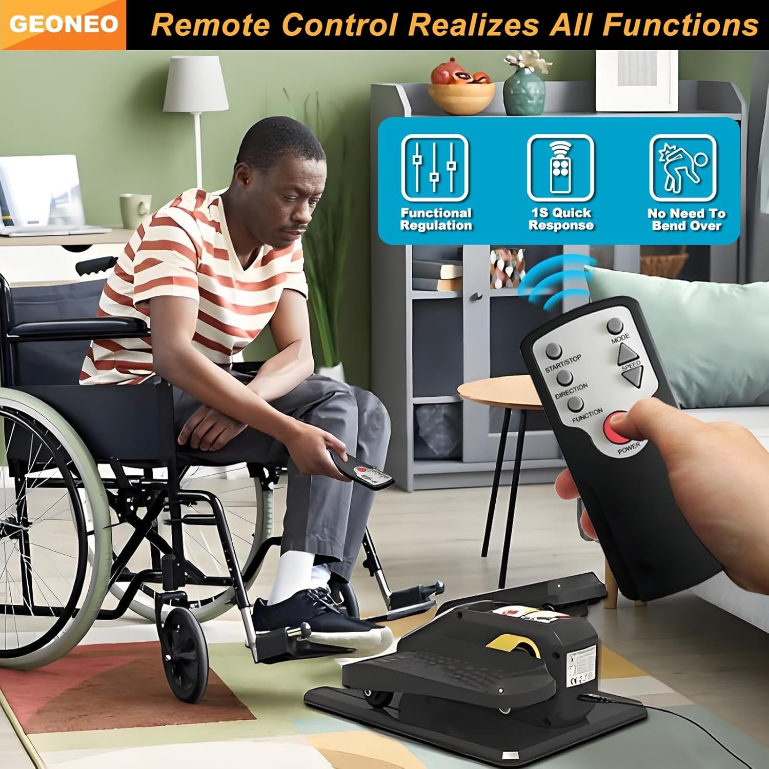 Under Desk Elliptical Machine, Electric Ellipse Leg Exerciser for Senior, Quiet and Compact Electric Seated Pedal Exerciser for Home with Display Monitor, Remote Control and 12 Adjustable Speeds