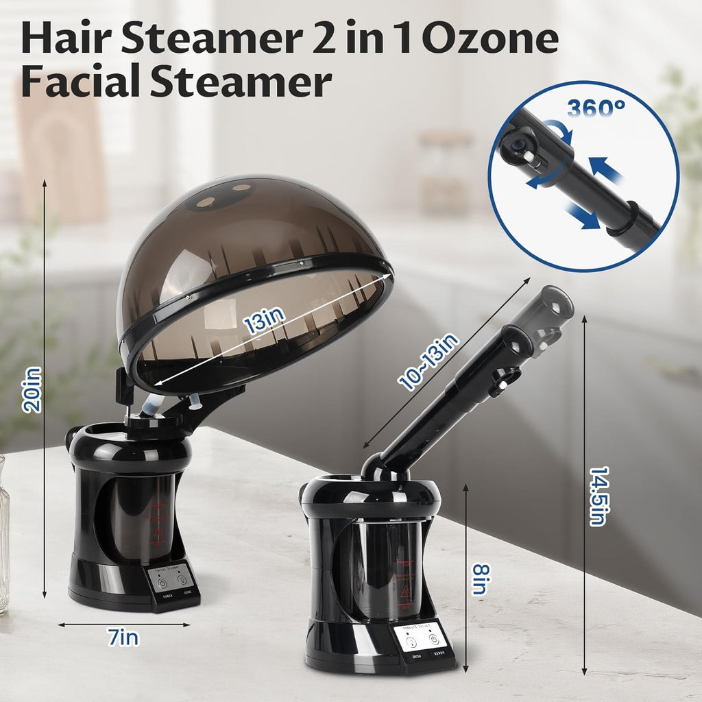 Hair Steamer, Hair and Face Steamer with Extendable Arm, Portable Tabletop Steamer, Ideal for Home Personal Care and Beauty Salon