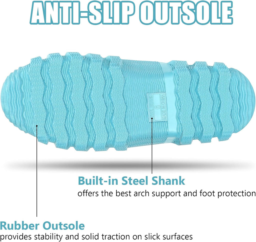 Rubber Boots for Women, Waterproof Mid Calf Women Rain Boots with Steel Shank, 6Mm Neoprene Insulated Rubber Garden Boots for Women Mud Working Farming Fishing