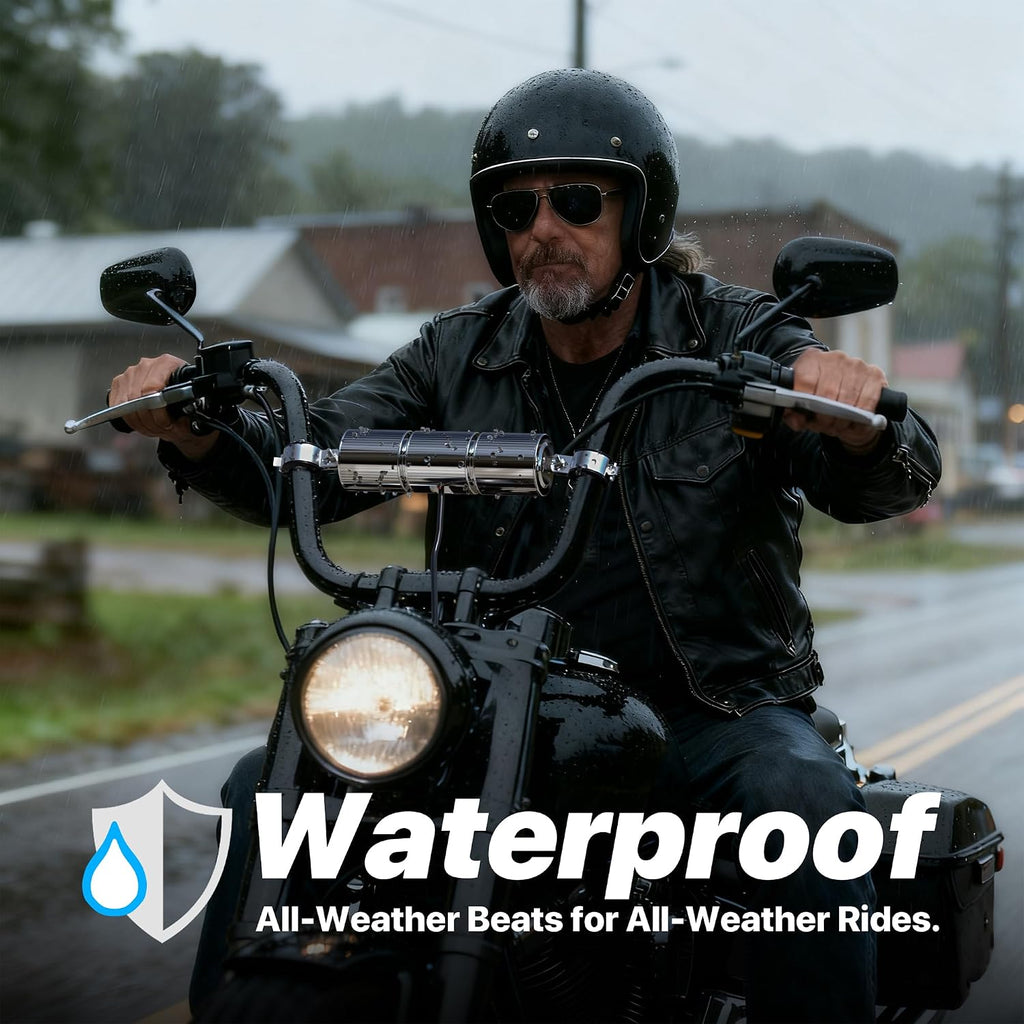Motorcycle Bluetooth Speakers, Waterproof Radio Audio System | Built-In Amplifier, FM Radio, AUX Input, USB, Great for ATV, Scooter Bike,12 Volt Vehicle