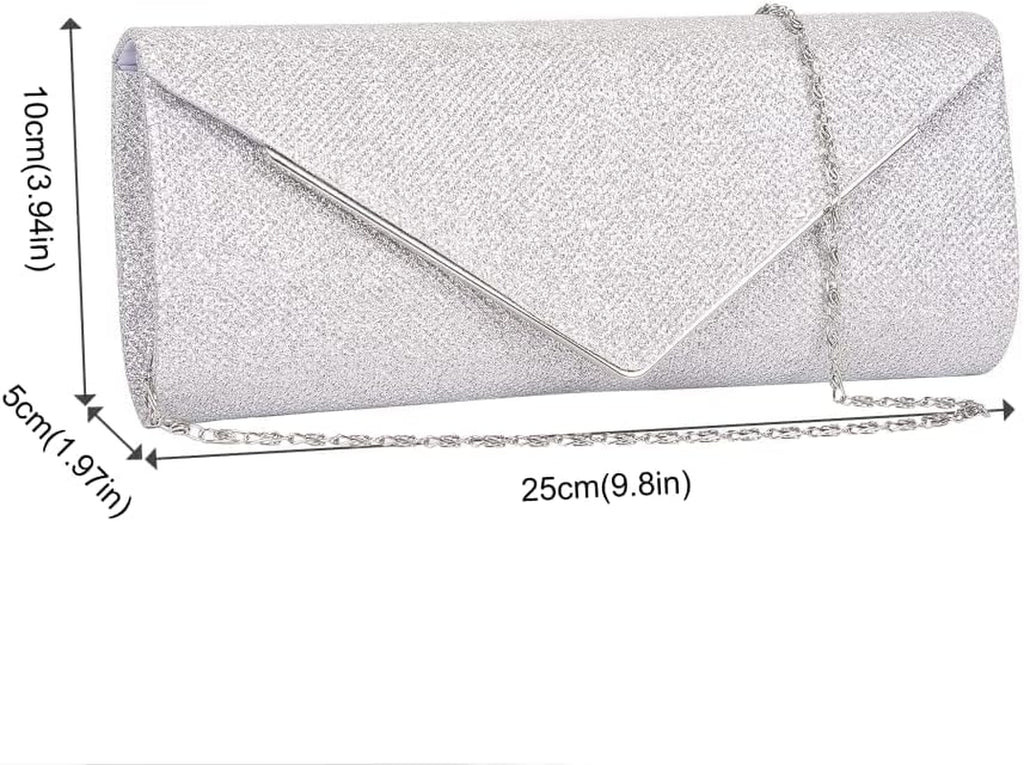 Clutch Purses for Women, Sparkling Envelope Evening Bag with Detachable Chain