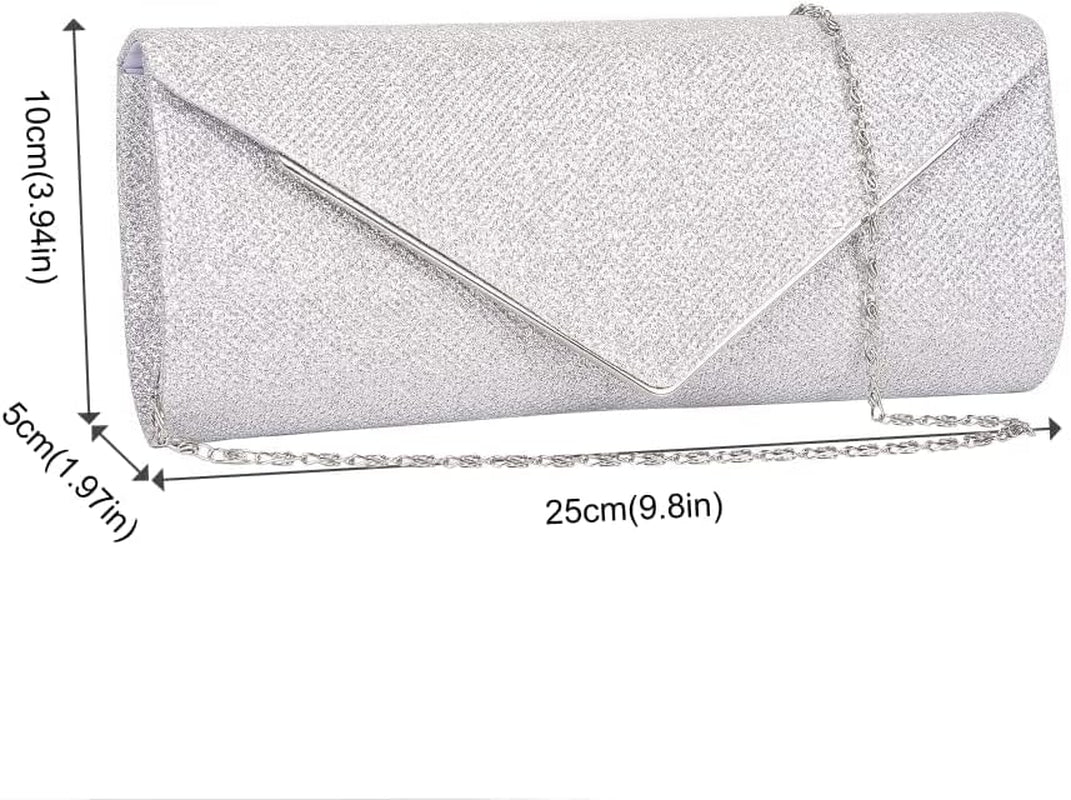 Clutch Purses for Women, Sparkling Envelope Evening Bag with Detachable Chain