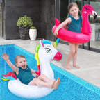 2 Pack Inflatable Flamingo Unicorn Pool Floats for Kids 3-8 Years | Pool Party Decorations/Beach/Summer, Durable PVC, Boys/Girls/Toddlers, Lounger/Raft, Vacation Floaties, Quick Inflate