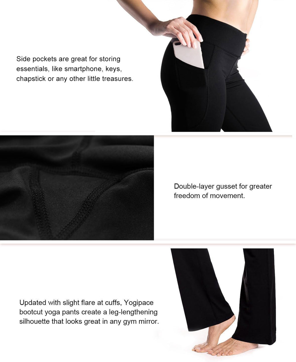 Women'S Bootcut Yoga Pants with Side Pockets, 27"-37" Inseams | Phone-Friendly Side Pockets, Soft 4-Way Stretch Flare Leggings, Petite/Regular/Tall, Travel, Lounge, Workout, All-Day Comfort