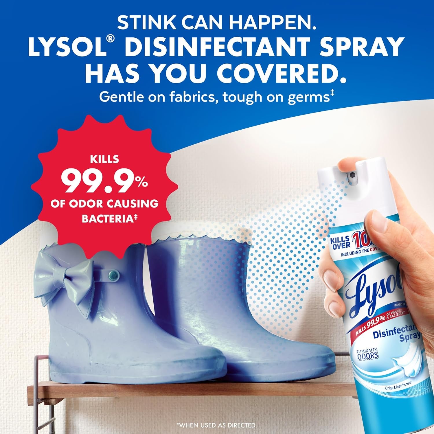 Disinfectant Spray, Household Cleaning Supplies, Disinfecting Multi-Purpose Room Spray, Antibacterial Sanitizer, Deodorizer, Kills Hantavirus, Crisp Linen, 19 Fl Oz (Pack of 2)