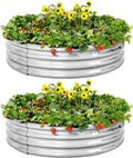 Galvanized Raised Garden Bed 2Pcs, Planter Raised Garden Beds Outdoor, round Clearance Raised Garden Beds for Gardening Vegetables 4X4X1Ft……