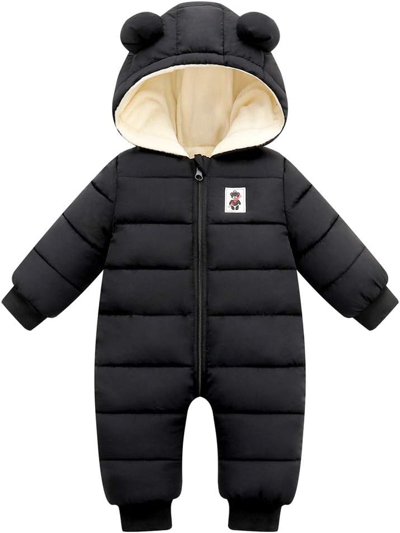 Baby Boy Snowsuit Newborn Girl Winter Coat Toddler Jacket Clothes | Unisex Boys Girls Items Hoodie Toddler Fleece Snow Suits for Infant Jumpsuit Warm Outfits 0-6M, 6-12M, 12-18M,18-24M Options