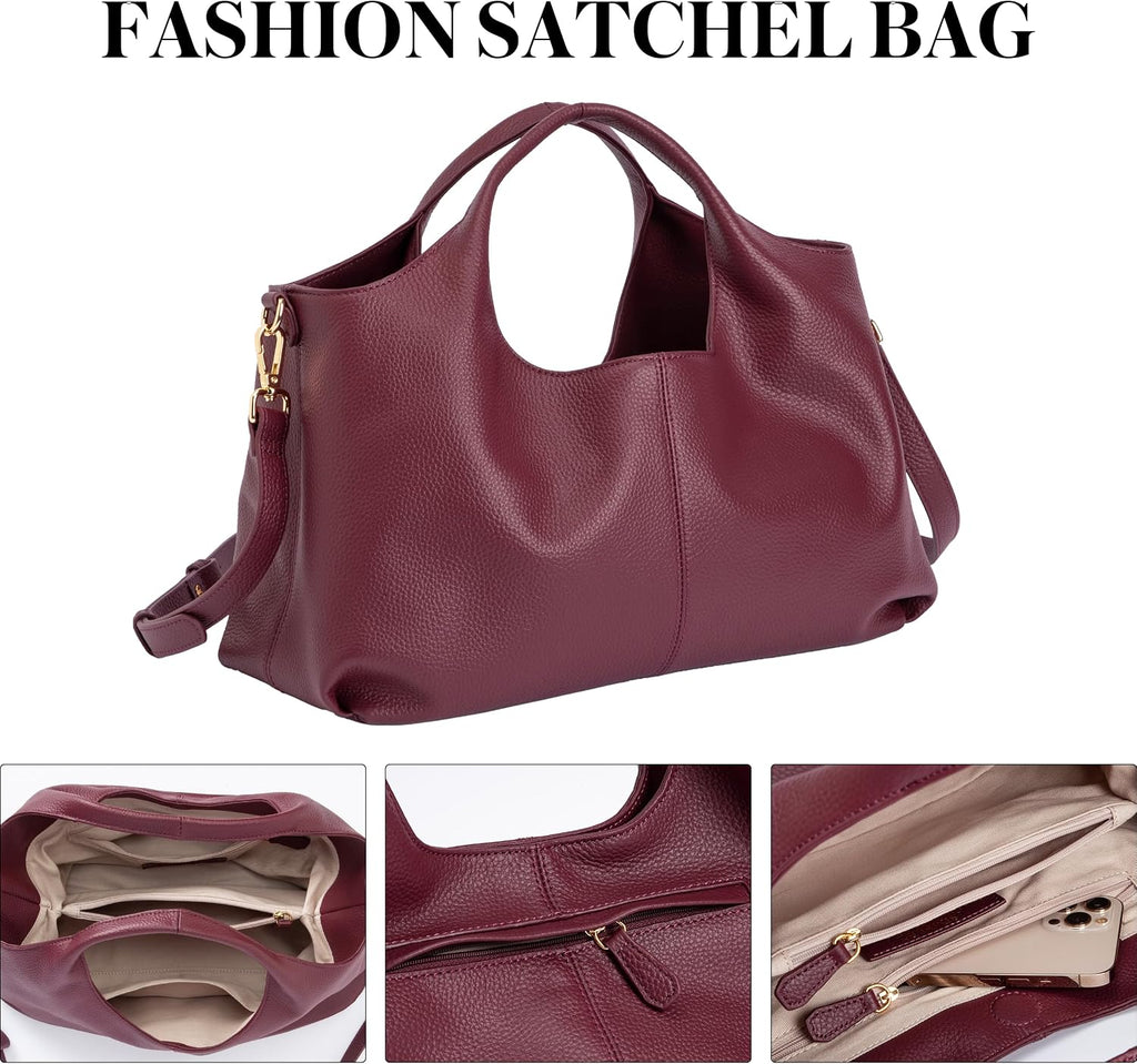 Crossbody Handbags Cow Leather Satchel Handbags for Women Top-Handle Shoulder Tote Purses