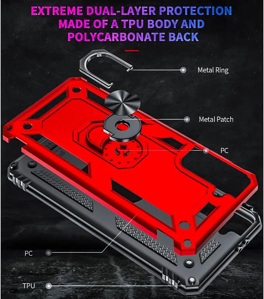 For Galaxy S21 Case: Samsung Galaxy S21 Case with HD Screen Protector - Military Grade Protective Cases with Ring for Samsung S21(Red)