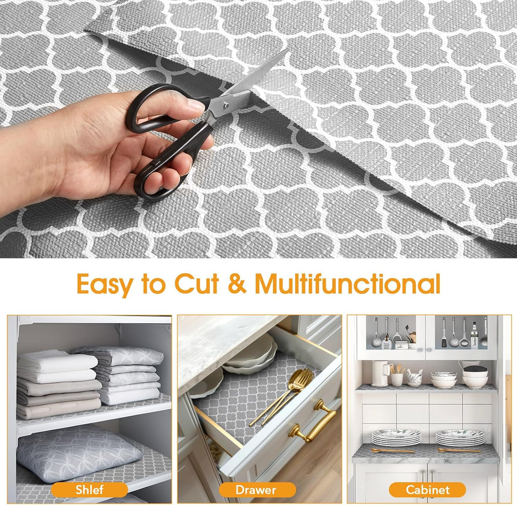 Shelf and Drawer Liner for Kitchen Cabinet Non-Adhesive Non Slip | Thickened Shelf Paper Waterproof Shelves Protector Pantry Liner Cover for Dresser Cupboard Bathroom Gray 23IN X 30FT
