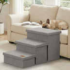 Wider Dog Ramp for High Bed with Storage, Foldable Dog Stairs | 18" H Dog Step for Small Medium Large Older Senior Animal, for Climbing Bed or Couch, Arthritis-Friendly (Gray, No Condo)
