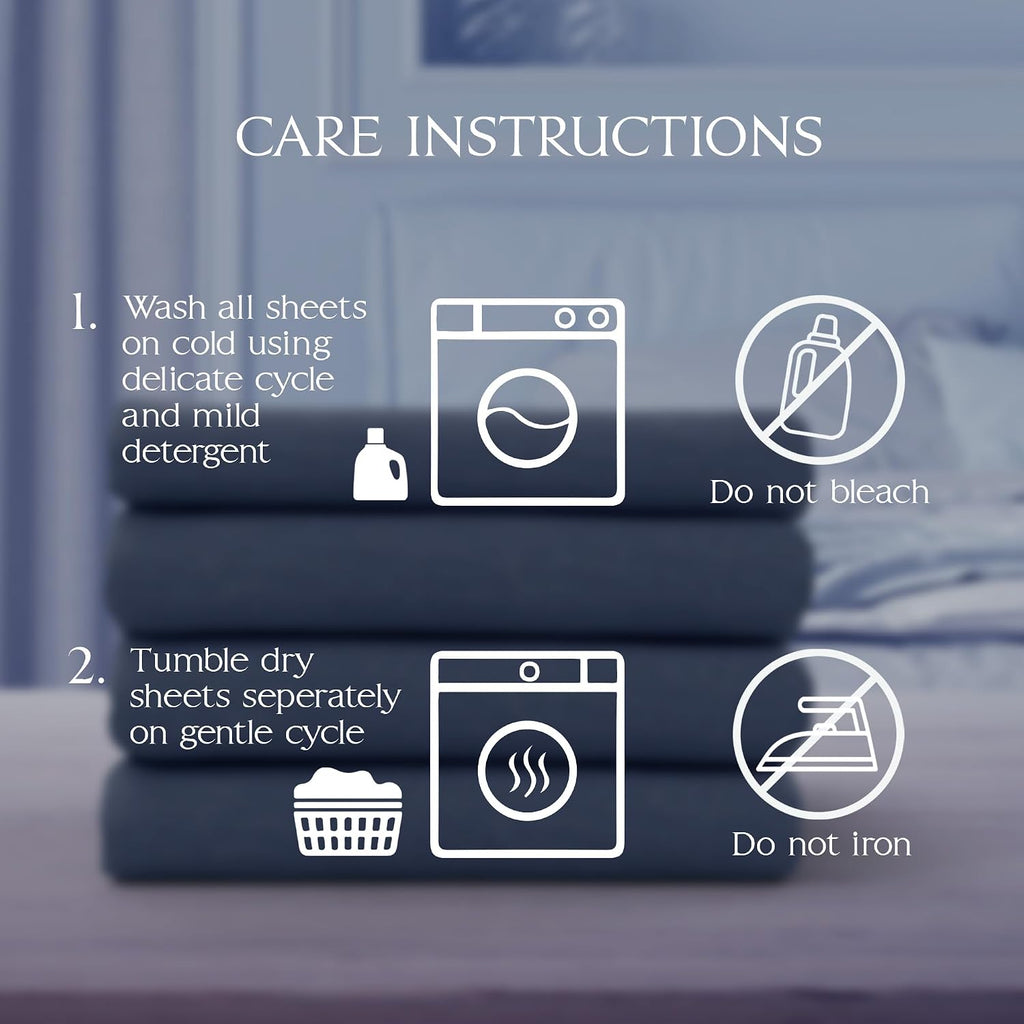 Ashford Home Essentials Bedding, 4 Piece Full Size Sheet Set, Estate Blue