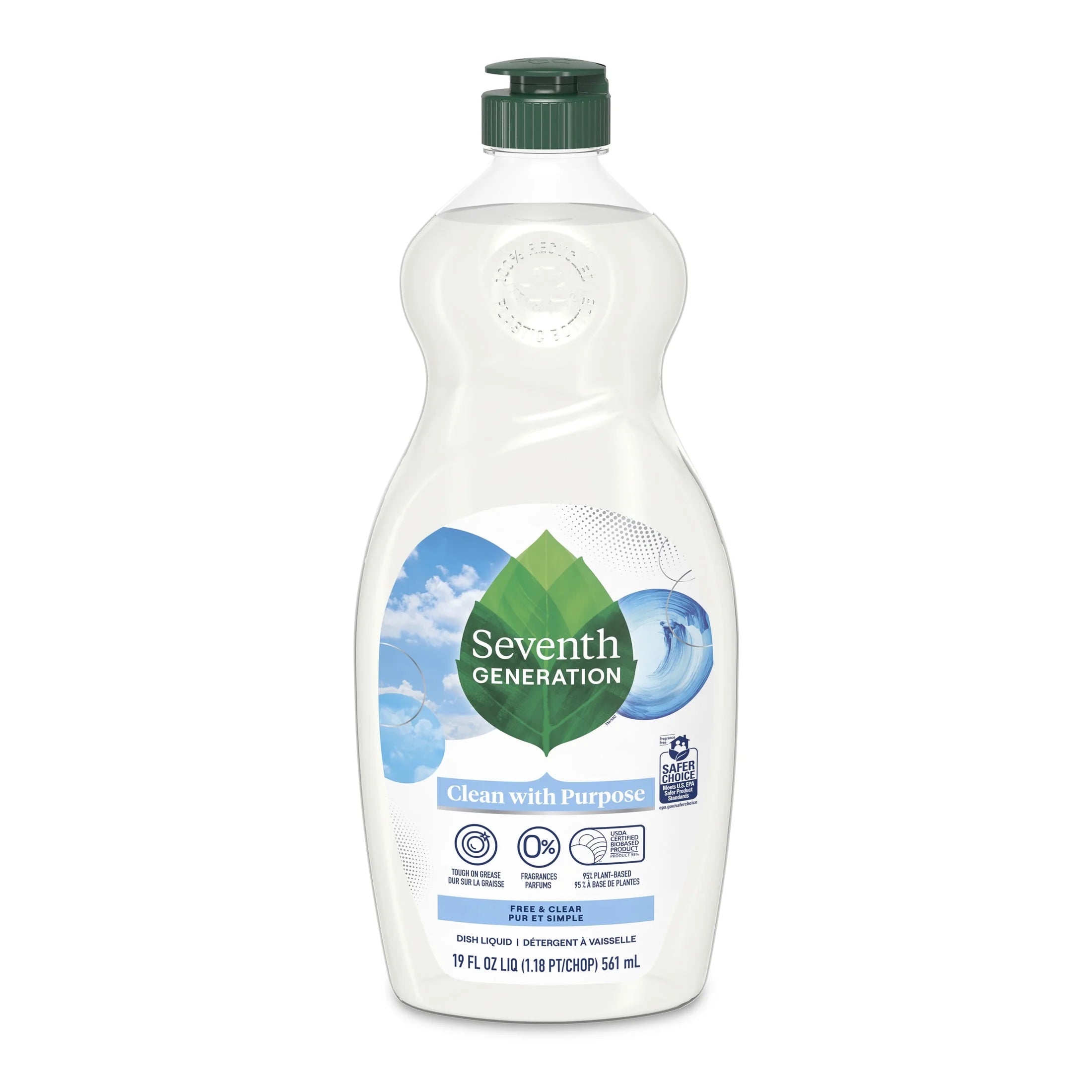 Dish Soap Liquid, Free & Clear, 19 Fl Oz