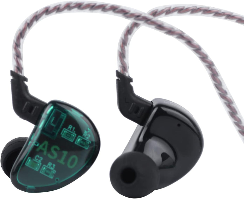 KZ AS10 5BA Hifi Stereo In-Ear Monitor Hifi Wired Earbuds Earphones | with 0.75Mm 2 Pin Cable, Five Balanced Armature Drivers, Noise Cancelling, W/O Mic, Cyan