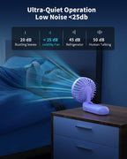 Handheld Fan, Foldable Portable Fan with LED Display, 3000Mah Battery Operated Mini Hand Held Fan, Handheld/Neck/Desk 3 in 1 Personal Small Fan for Eyelash Makeup Travel Beach Outdoor Purple