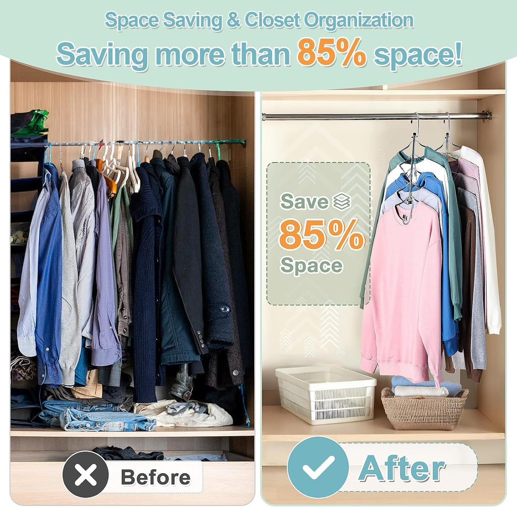 Clothes Hangers Space Saving Shirt Hangers,  Non Slip PVC Coating Multi Blouse Hangers Shirt Organizer for Closet Organizers and Storage for T Shirt Sweater Hoodie Coat Dress Black 2 Pack