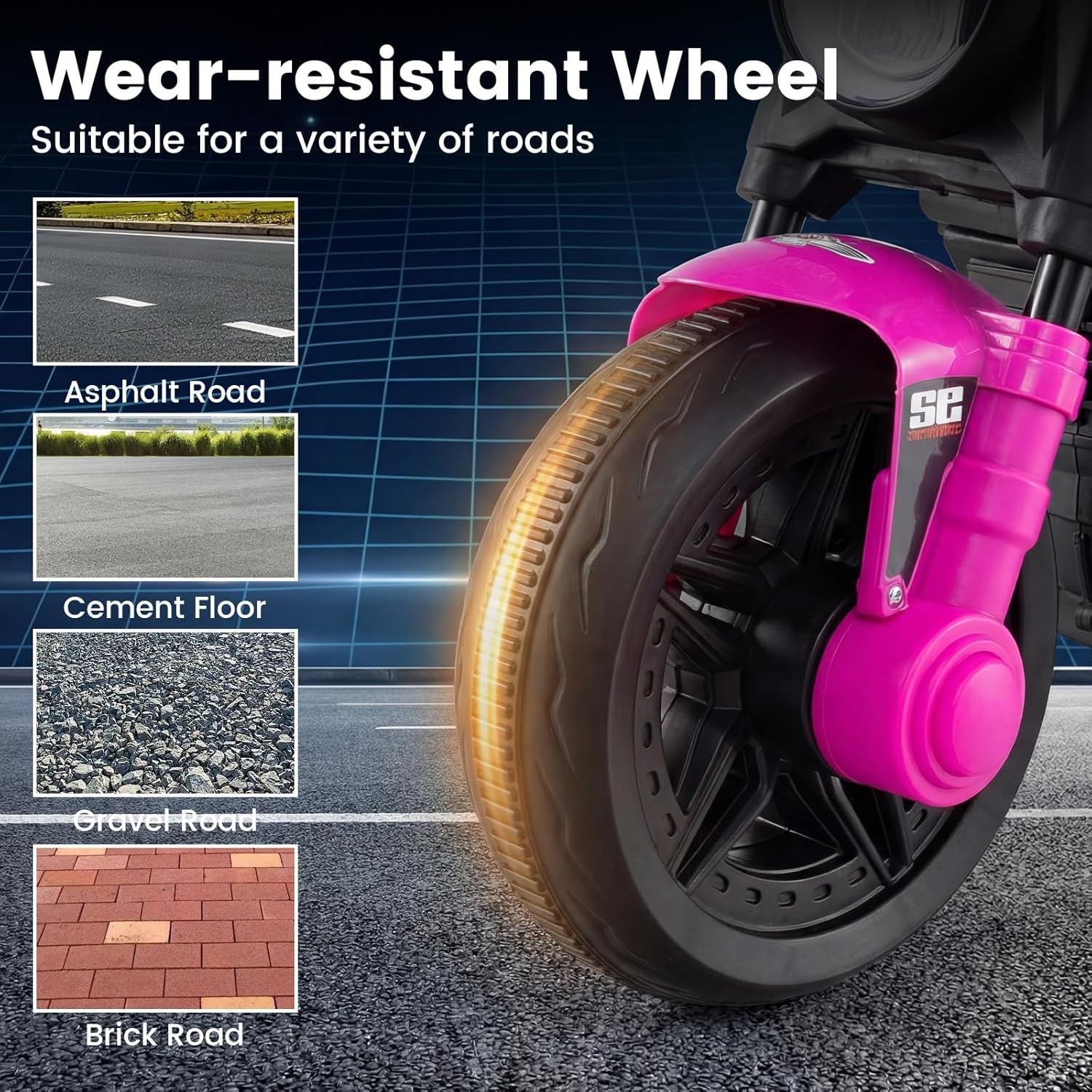 6V Kids Motorcycle with Forward & Reverse Switch, Headlight, Horn, Music, Story, USB Port, 3-Wheel Battery Powered Electric Ride on Toys for Toddler Boys Girls (Pink)