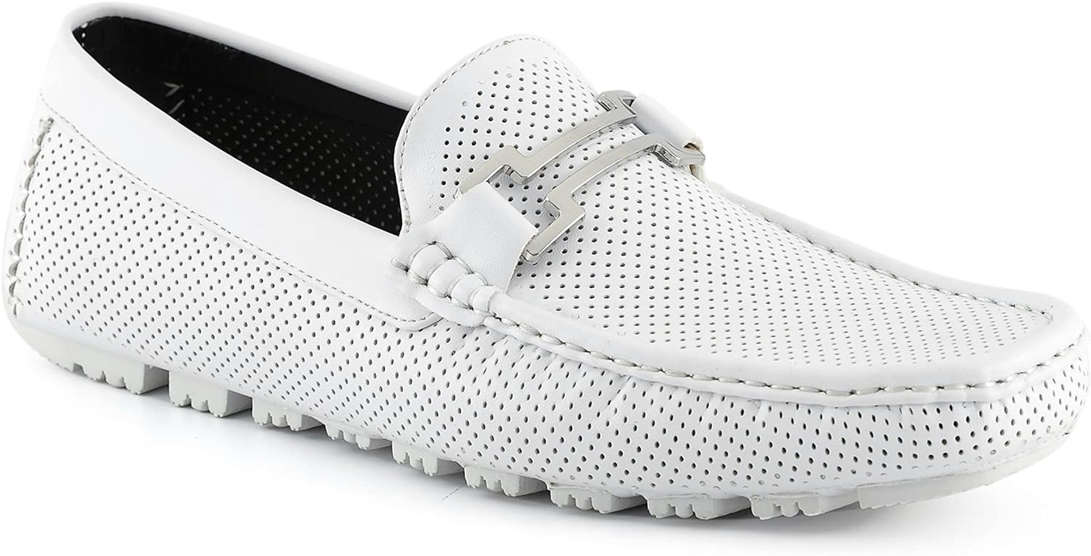 Slip-On Loafer Matching Color Bit, Comfortable Driving Moccasins Shoes for Men - Color White Size 9.5