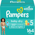Baby Dry Diapers - Size 5, One Month Supply (164 Count), Absorbent Disposable Diapers