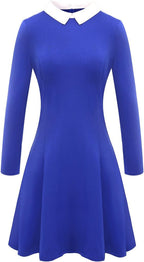Women'S Long Sleeve Fall Dresses 2025 Casual Peter Pan Collar a Line Fit and Flare Skater Goth Dress