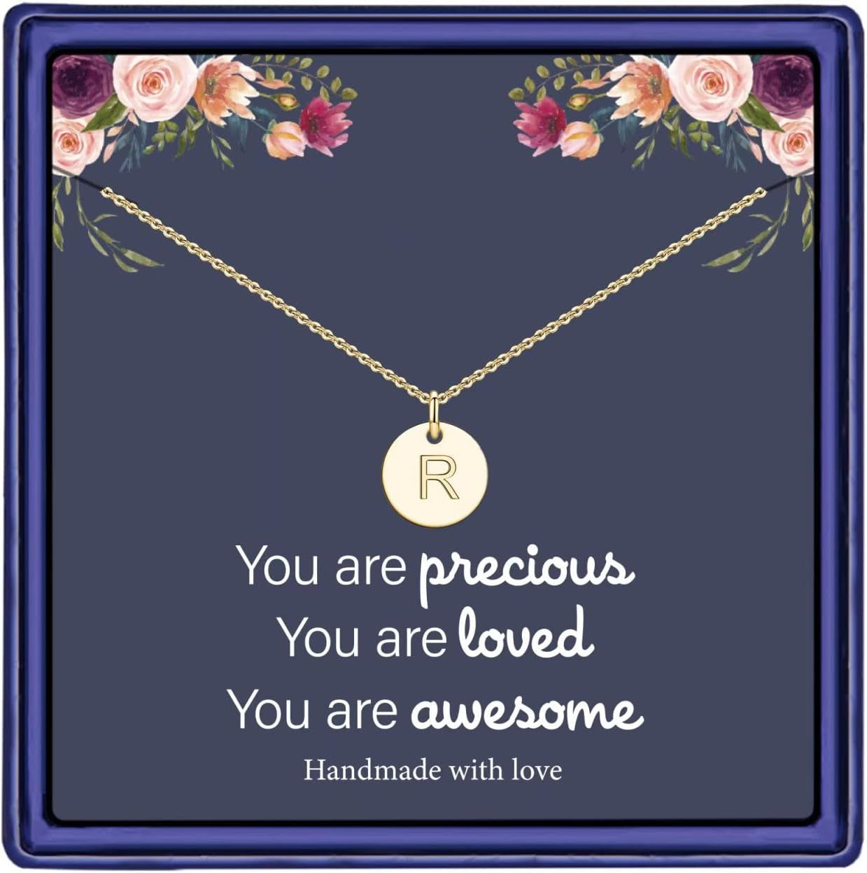 Disc Initial Necklaces for Girls Jewelry - Birthday Gifts for Girls | 14K Gold Plated/14K Rose Gold Plated/S925 Sterling Silver Disc Initial Necklaces for Girls, Jewelry for Kids Birthday Gifts