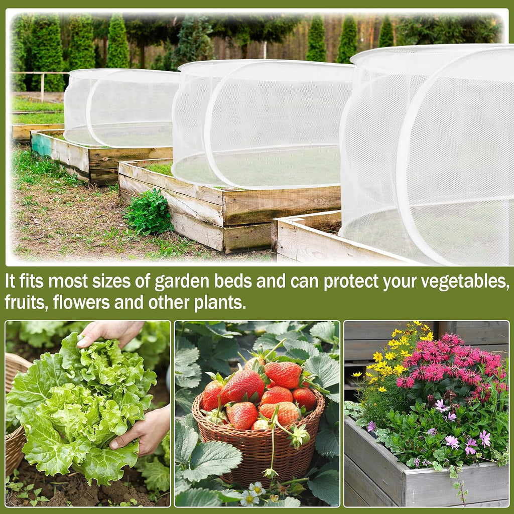 2PCS 47" X 21" X 17" Garden Netting for Raised Beds, Foldable Raised Garden Bed Cover with Ground Nail, Raised Bed Cover Fit 4 X 2Ft Garden Beds, Insect Bird Control, Plant Protection